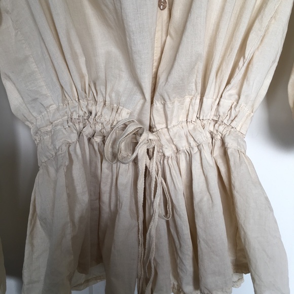 Cinched Waist Cotton Frock/Blouse Sand Color - Picture 2 of 8